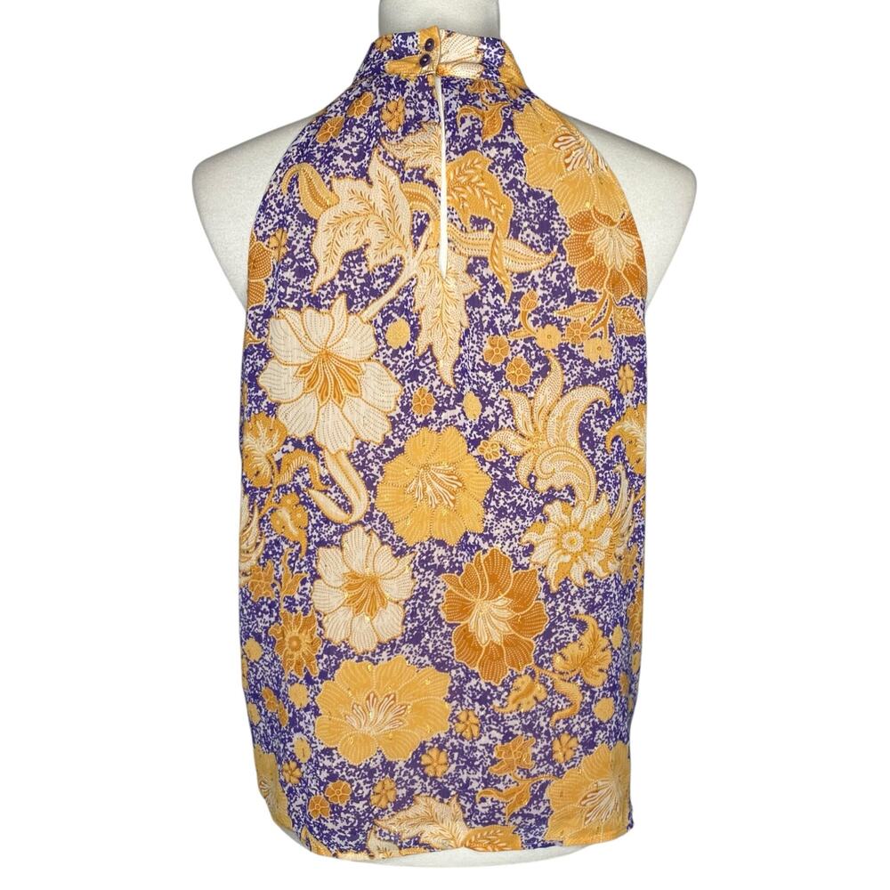 cupcakes & cashmere Floral Halter Top Large Gold Metallic Purple Size Large Boho - Picture 10 of 15